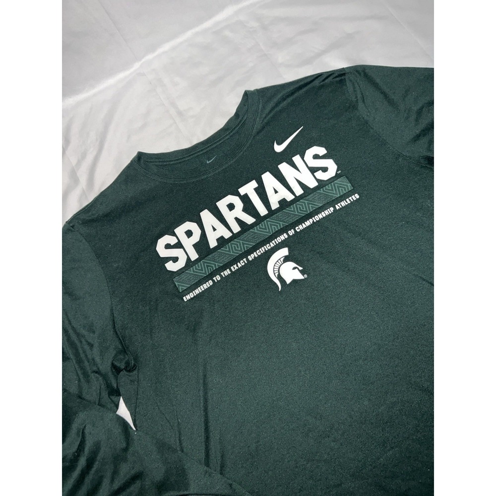 Michigan State Spartans Nike Tee Long X-Large Sleeve Shirt Men's Green Read